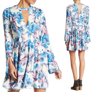 free people // floral cutout bell sleeve minidress